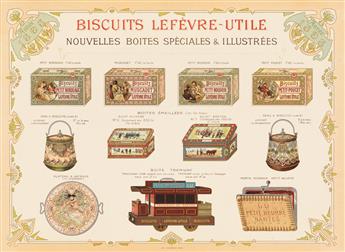 DESIGNER UNKNOWN. BISCUITS LEFÈVRE - UTILE. Window card & flyer. Circa 1901. 23½x31 inches, 59¾x78¾ cm. Joubain & Beuchet, Nantes.